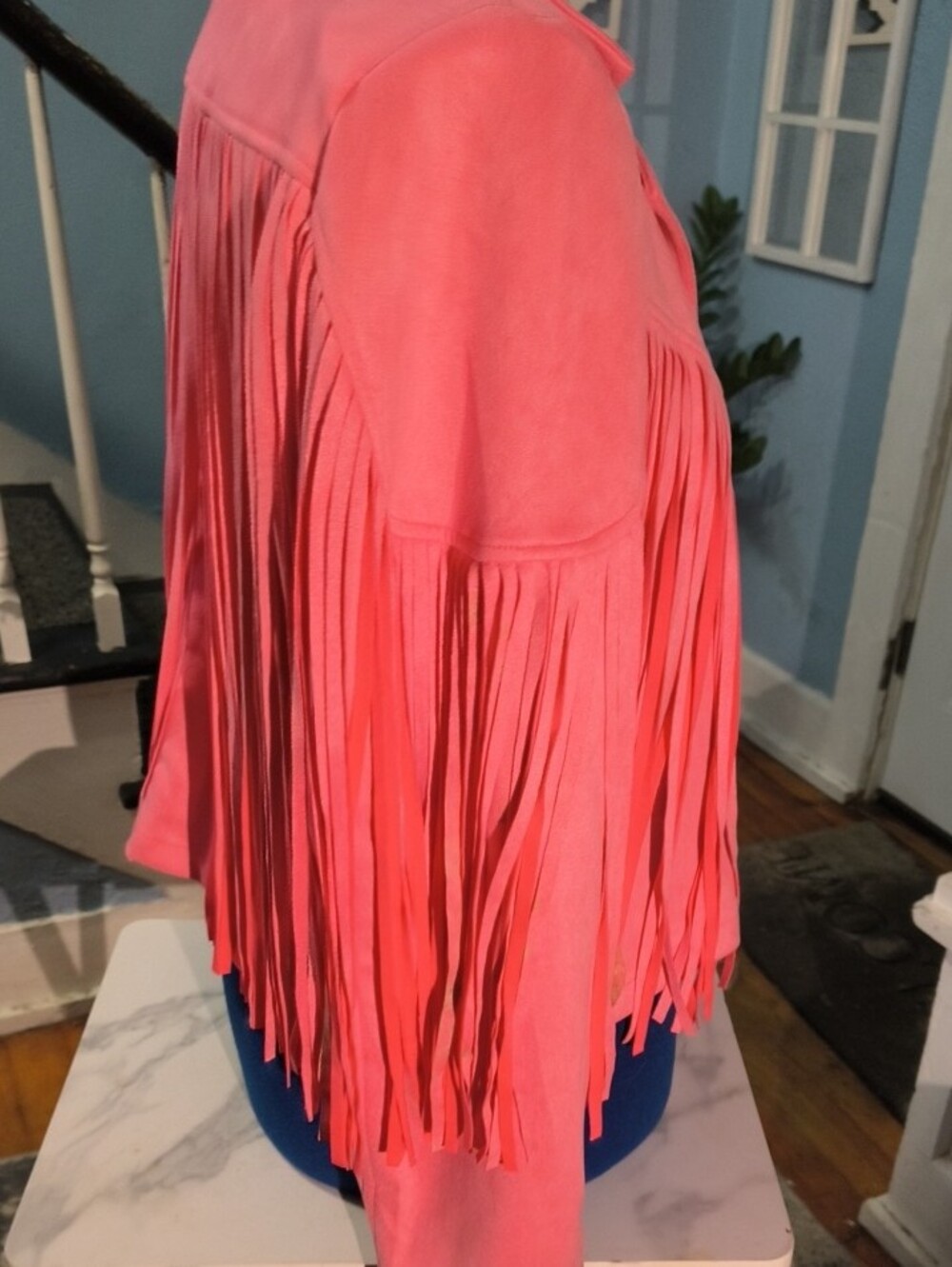 Fringe Faux Suede Jacket - Pink - Picture 5 of 9